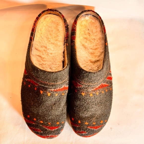 MERRELL Sz 8 Juno Wool Slip-On Sherpa Lined Clogs Colourful Pattern Round Toe - Picture 3 of 8